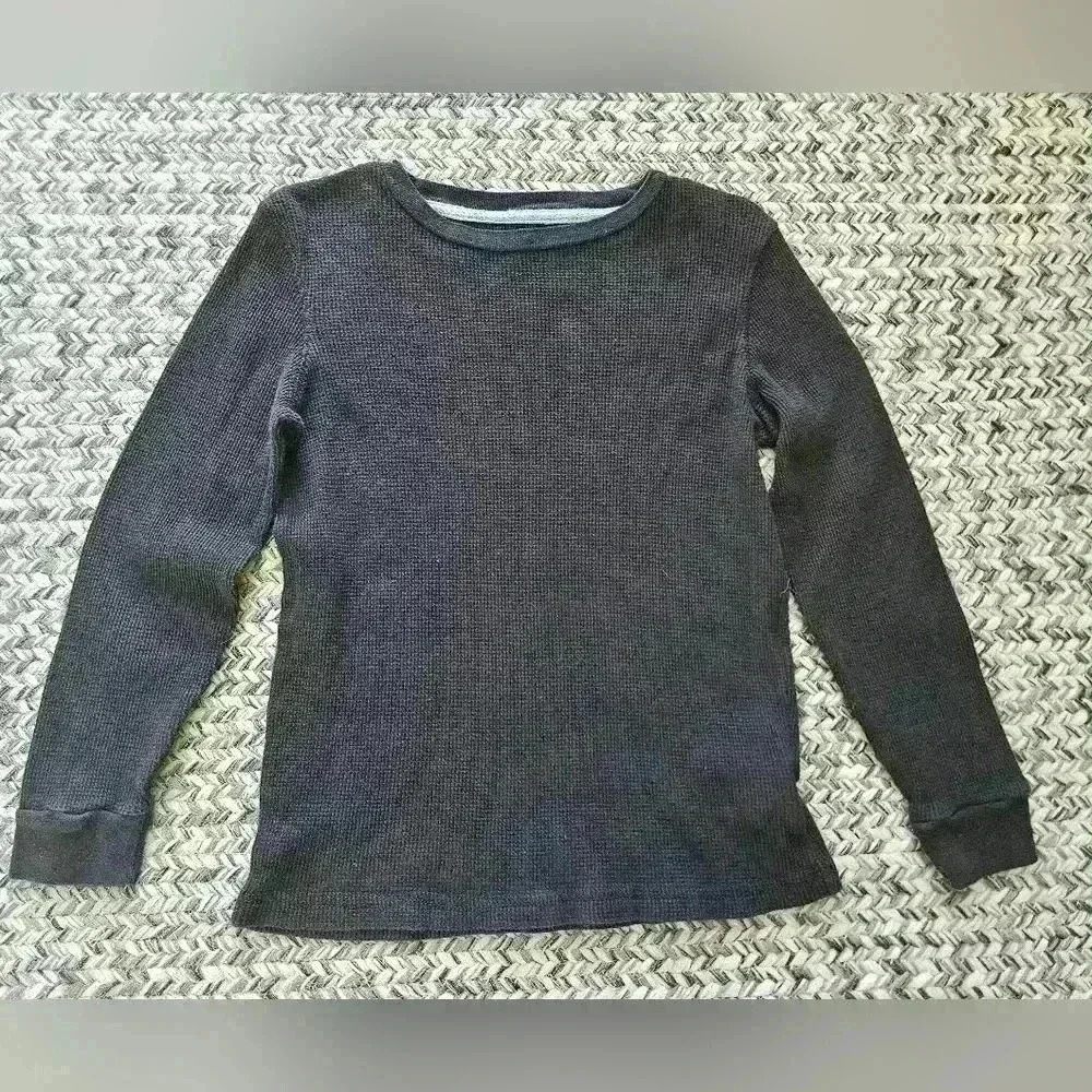 Old Navy long sleeve Black waffle knit thermal size Small 6/7